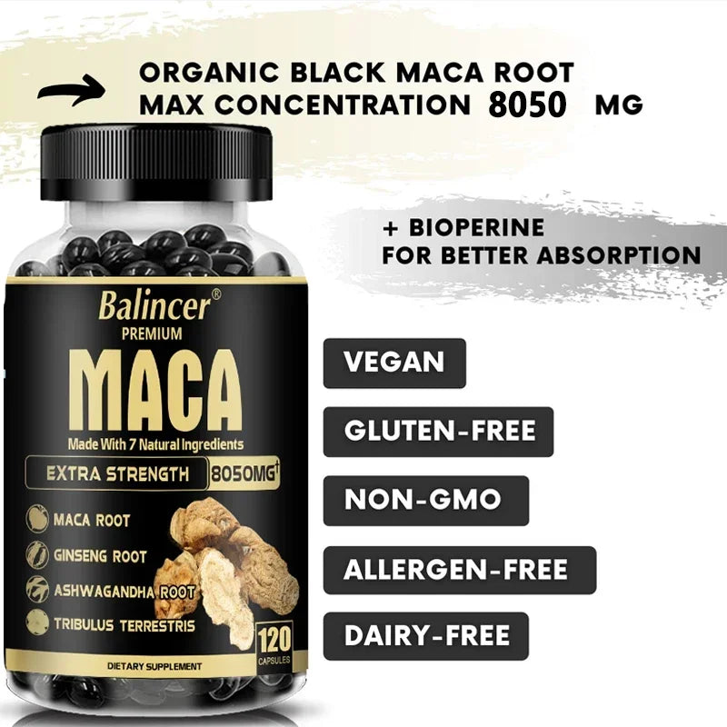 VitalCore Black Maca – Extra Strength Herbal Capsules (8050mg)