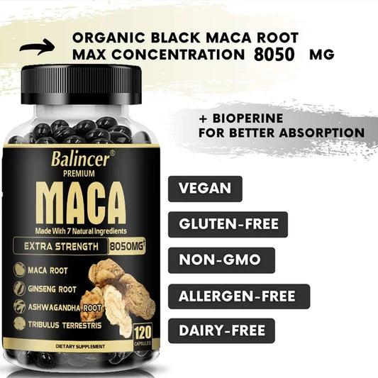 VitalCore Black Maca – Extra Strength Herbal Capsules (8050mg)